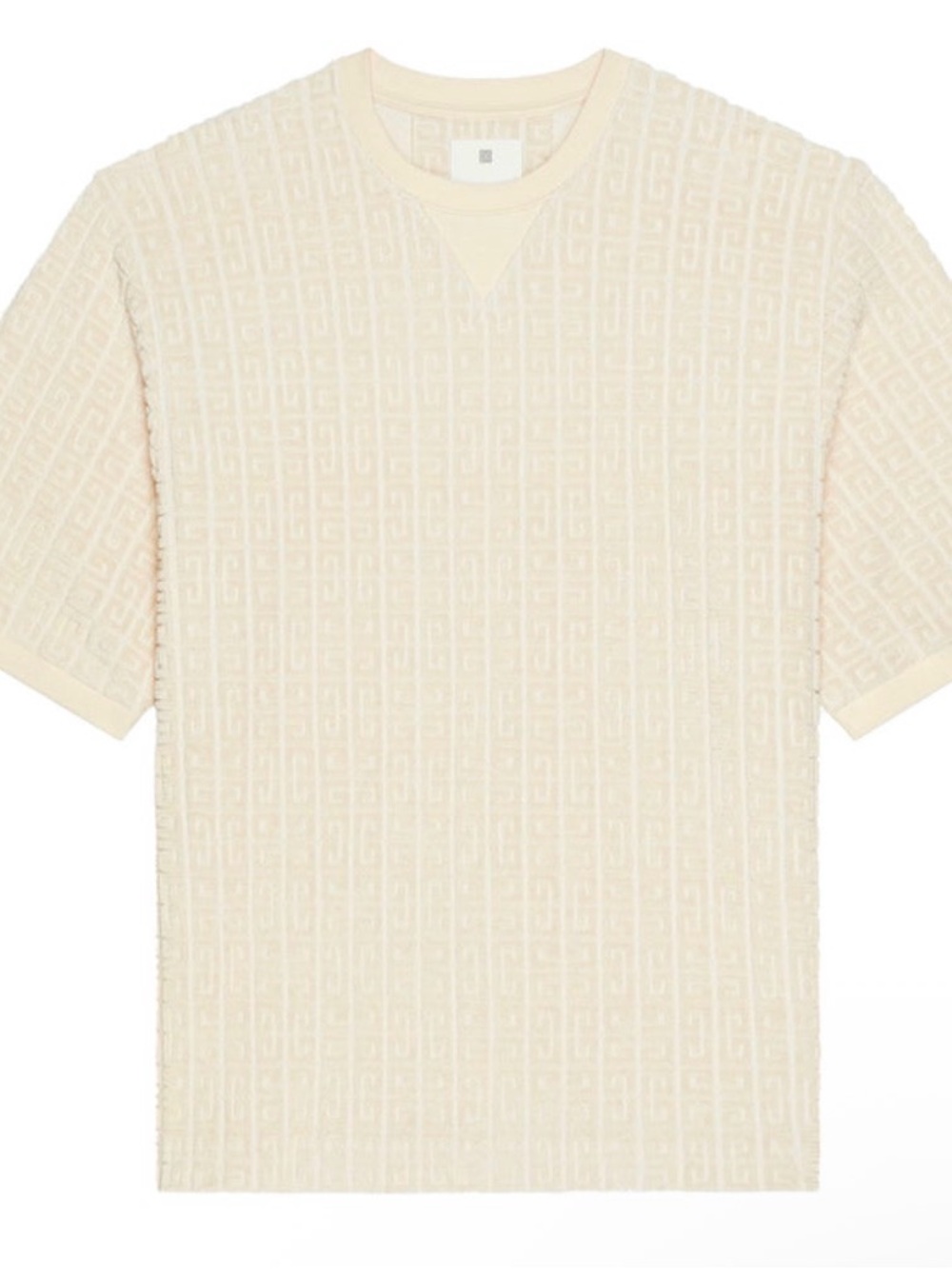 Givenchy Cream Short Sleeve Logo Jacquard Tee
